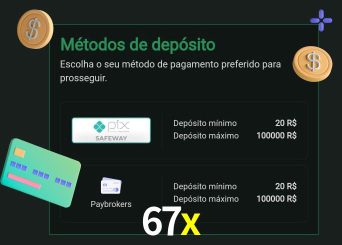 O cassino 67x oferece uma grande variedade de métodos de pagamento